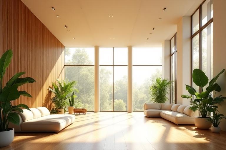 L'intérieur d’un bâtiment écologique lumineux