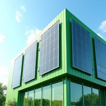 Façade avec panneaux solaires